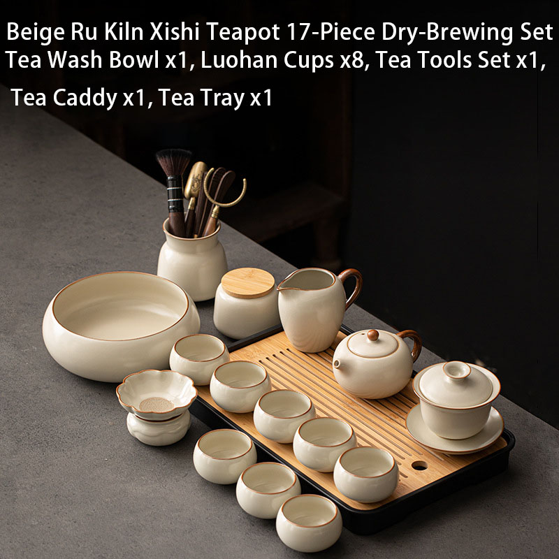 Beige Ru-Ware Xishi Teapot Set view 4
